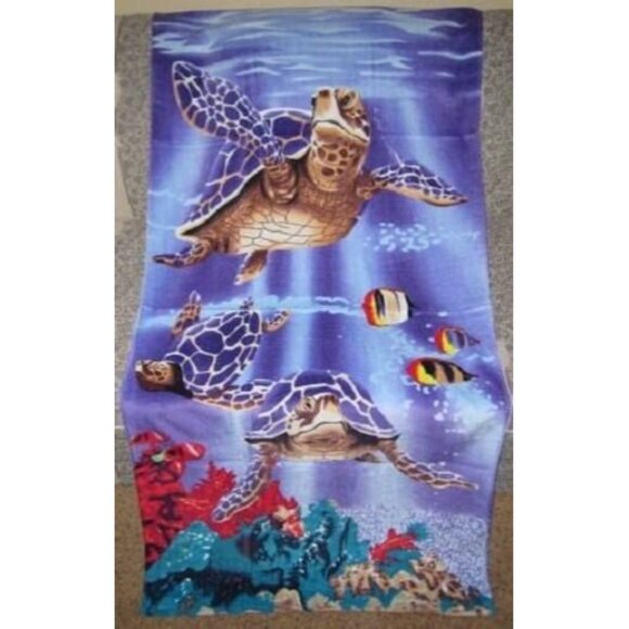 New Honu Hawaiian Underwater Sea Turtles Bath Beach Pool Cotton Gift Towel NIP - Picture 2 of 3